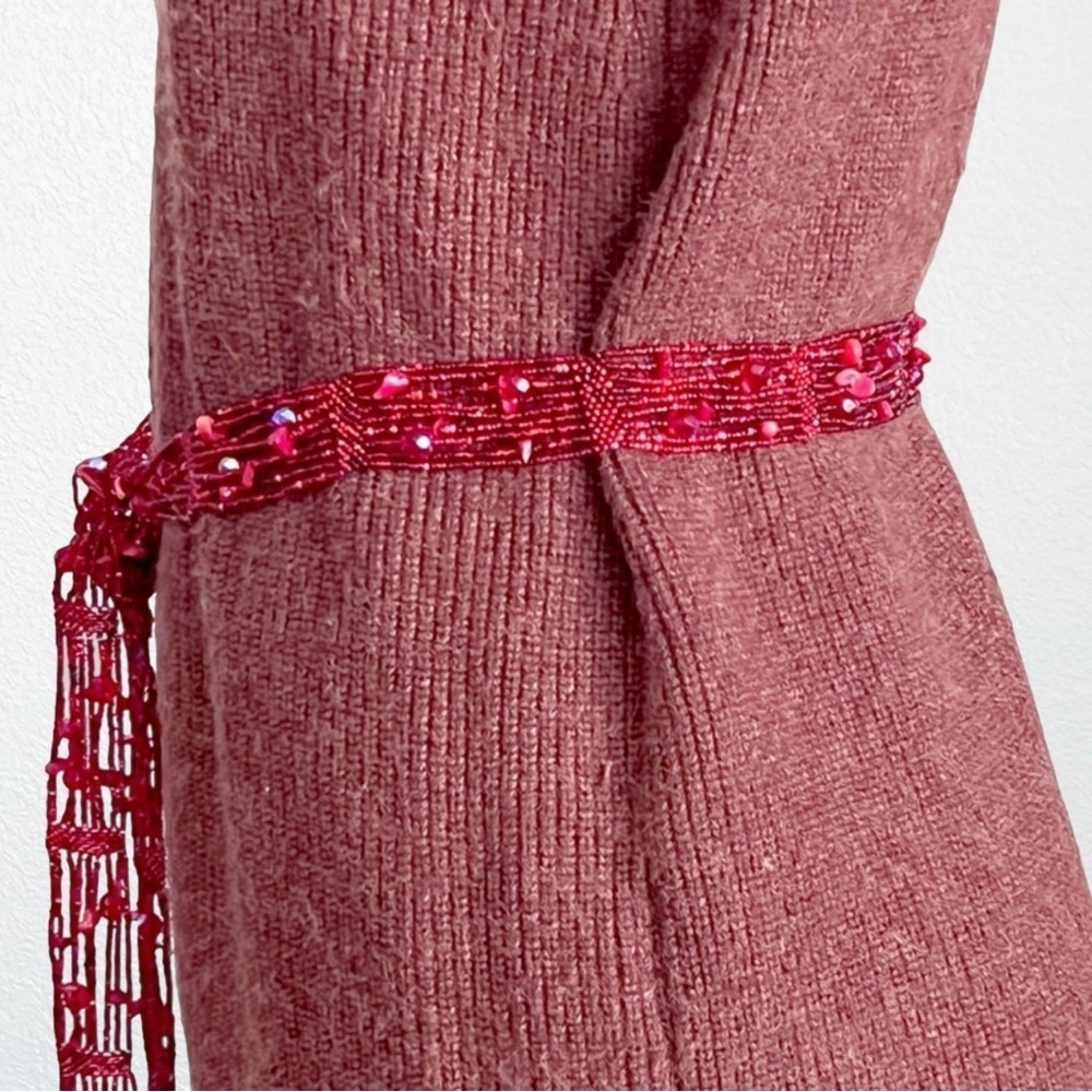Glass Beaded Belt/Scarf Red 60” - Picture 2 of 6